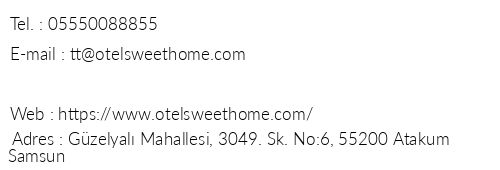 Otel Sweet Home Samsun telefon numaralar, faks, e-mail, posta adresi ve iletiim bilgileri